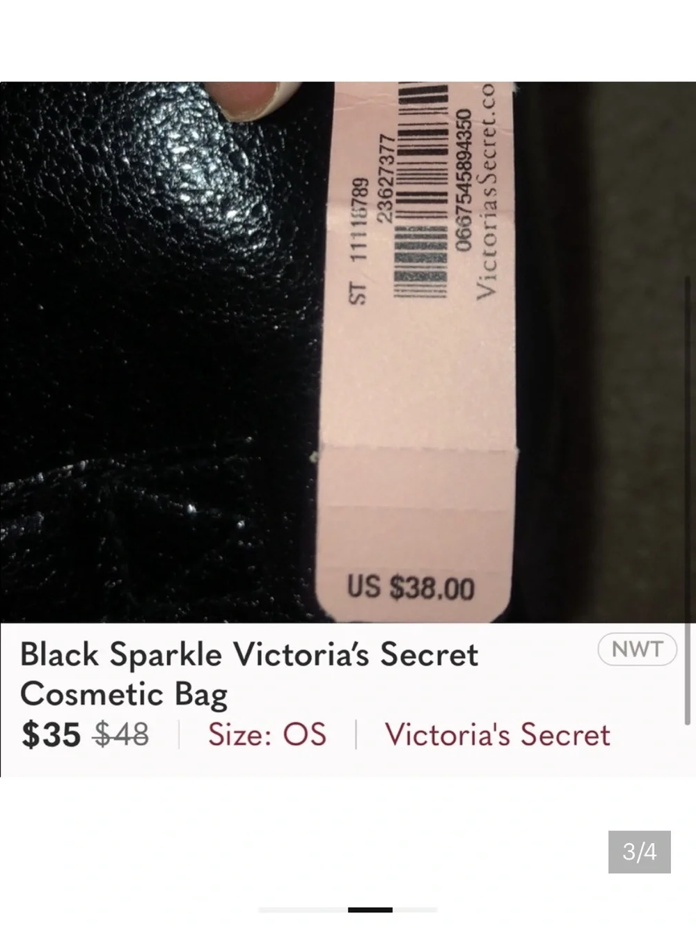 Victoria's Secret Cosmetic Bag WITH Black Glitter Mini Cosmetic Case